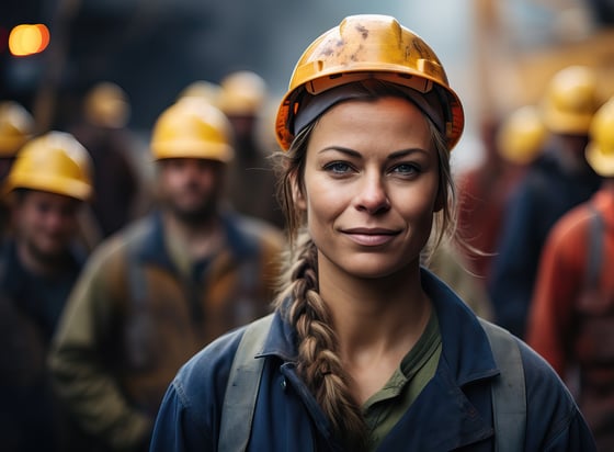 Woman in helmet